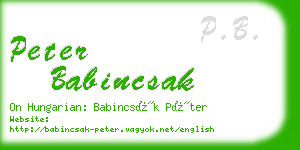 peter babincsak business card